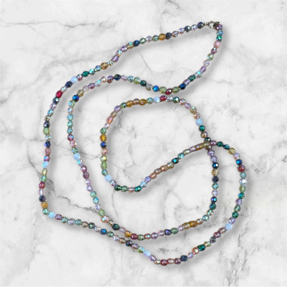 VINTAGE long Multicolor Beaded Necklace 🌈